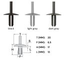 CL-040 Ø 6,5 mm Kopf-Ø 20 mm Abdeckung Clip...