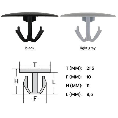 CL-099 Ø 10 mm Kopf-Ø 21,5 mm Verkleidung Clips Befestigung Klips Clip Halter Universal
