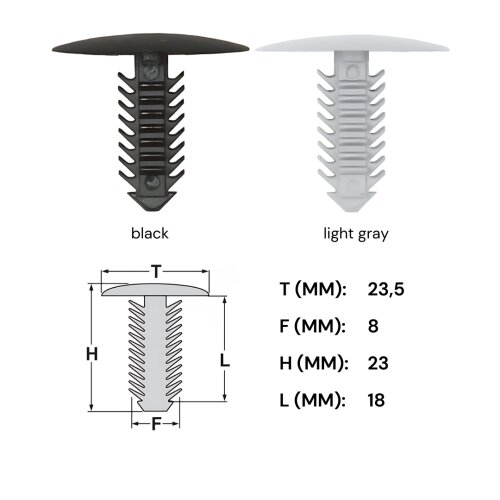 CL-134 Ø 8 mm Kopf-Ø 23,5 mm Verkleidung Clips Befestigung Klips Halter UNIVERSAL