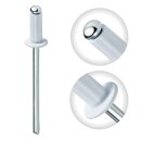 50 x Standard Blindniet Alu/Stahl Popniet Flachkopf 4,0mm x 12mm RAL9010 Klemmbereich: 6,5-8,5 mm