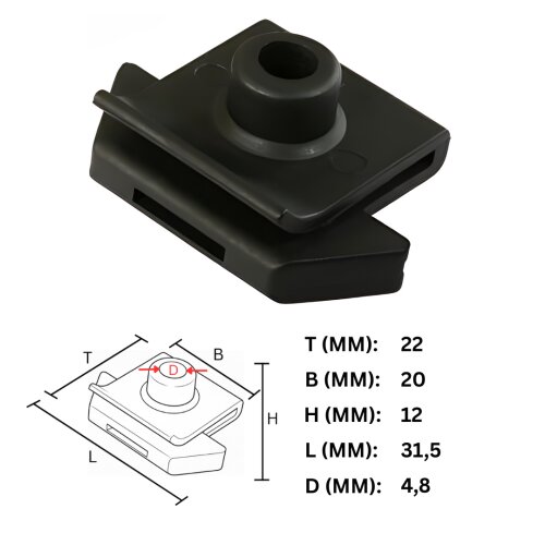 CL-162 Befestigungs Clips KFZ Auto Halter Klemmmutter für Radkasten, Radhausschale, Stoßfänger - kompatibel mit Nissan 63848D4001