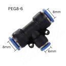 Pneumatik T-Reduzierer PEG 8-6 | Verzweigung 2x 8mm auf...