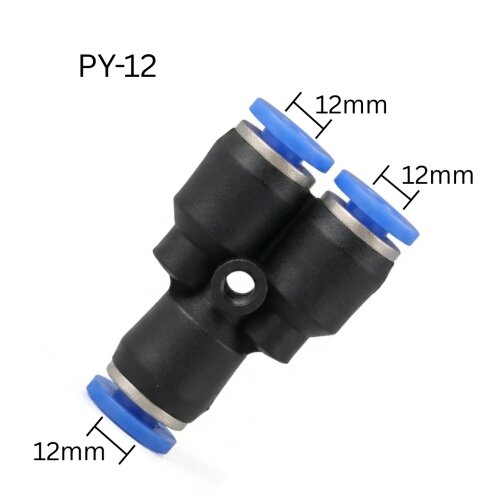 Pneumatik Y-Verbinder PY-12 | Y-Verzweigung 12mm Schlauch IQS-Serie
