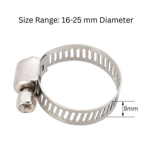 Edelstahl Schlauchschelle 16-25 mm – Schneckengetriebeklemme gratfrei