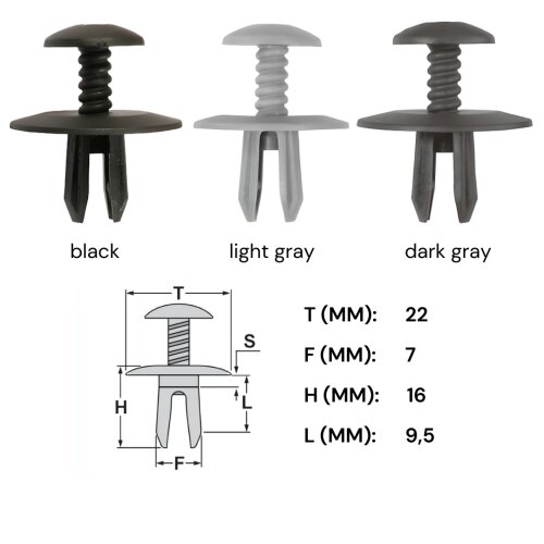 Ø 7 mm Kopf-Ø 20,5 mm Spreizniet Clips Befestigung Klips Halter schraube für BMW schwarz