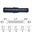 Gerade Schlauchverbinder reduziert 14mm x 12mm