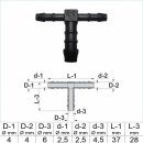 T Schlauchverbinder reduziert 4mm x 6mm x 4mm