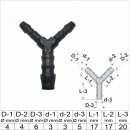 Y Schlauchverbinder reduziert 4mm x 6mm x 4mm