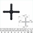 Kreuz Schlauchverbinder 6mm x 6mm x 6mm x 6mm