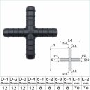 Kreuz Schlauchverbinder 12mm x 12mm x 12mm x 12mm