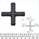 Kreuz Schlauchverbinder 14mm x 14mm x 14mm x 14mm